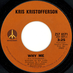Kris Kristofferson Why Me / Help Me Vinyl 7" USED