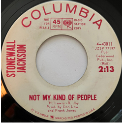 Stonewall Jackson Not My Kind Of People / Give It Back To The Indians Vinyl 7" USED