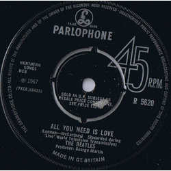 The Beatles All You Need Is Love Vinyl 7" USED