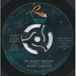 Randy Barlow No Sleep Tonight / Burning Bridges Vinyl 7" USED