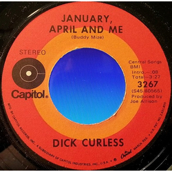 Dick Curless January, April And Me / Lay Your Hands On Me (And Heal Me) Vinyl 7" USED