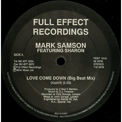 Mark Samson / Sharon (14) Love Come Down / Mind Directed Energy Vinyl 12" USED