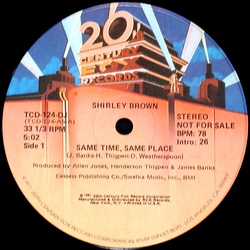Shirley Brown Same Time, Same Place Vinyl 12" USED