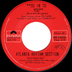 Atlanta Rhythm Section So In To You Vinyl 7" USED