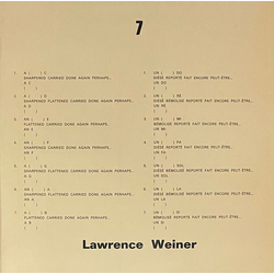 Lawrence Weiner 7 Vinyl LP USED