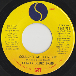 Climax Blues Band Couldn't Get It Right Vinyl 7" USED