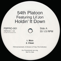 54th Platoon / Lil' Jon Holdin' It Down USED VINYL 12INCH PROMO