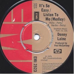 Denny Laine It's So Easy / Listen To Me (Medley) Vinyl 7" USED