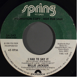 Millie Jackson I Had To Say It Vinyl 7" USED
