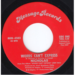 Nicholas (16) Words Can't Express Vinyl 7" USED