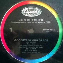 Jon Butcher Goodbye Saving Grace USED VINYL 12INCH PROMO SINGLE 33 S RPM