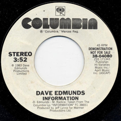Dave Edmunds Information Vinyl 7" USED
