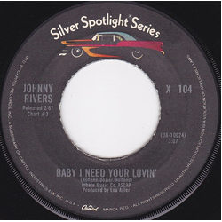 Johnny Rivers Baby I Need Your Lovin' / Poor Side Of Town Vinyl 7" USED