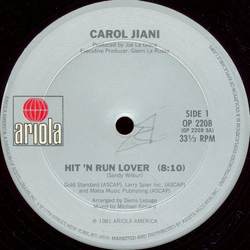 Carol Jiani Hit 'N Run Lover Vinyl 12" USED