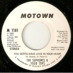The Supremes / Four Tops You Gotta Have Love In Your Heart USED VINYL 7INCH 45 RPM SINGLE PROMO