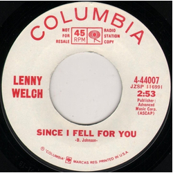 Lenny Welch Since I Fell For You / A Taste Of Honey Vinyl 7" USED