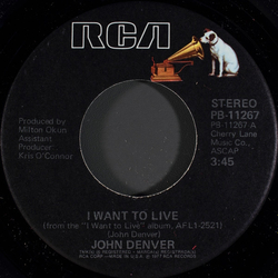 John Denver I Want To Live Vinyl 7" USED