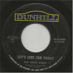 The Grass Roots Let's Live For Today Vinyl 7" USED