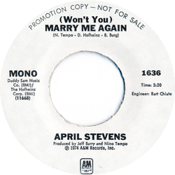 April Stevens (Won't You) Marry Me Again Vinyl 7" USED