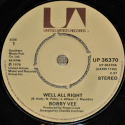 Bobby Vee Well All Right Vinyl 7" USED