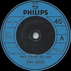 Demis Roussos When Forever Has Gone Vinyl 7" USED