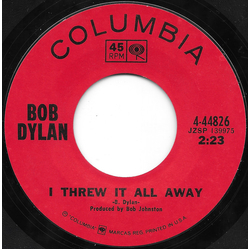 Bob Dylan I Threw It All Away / Drifter's Escape Vinyl 7" USED