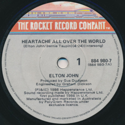 Elton John Heartache All Over The World Vinyl 7" USED