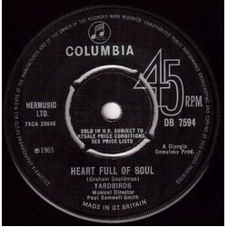The Yardbirds Heart Full Of Soul Vinyl 7" USED