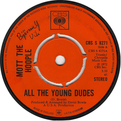 Mott The Hoople All The Young Dudes Vinyl 7" USED