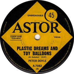 Peter Doyle Plastic Dreams And Toy Balloons Vinyl 7" USED