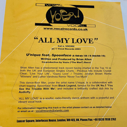 U'nique / Spoonface All My Love Vinyl 12" USED