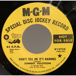Johnny Tillotson Don't Tell Me It's Raining Vinyl 7" USED