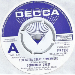 Community Chest You Gotta Start Somewhere Vinyl 7" USED