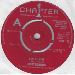 Rocky Roberts Girl Of Mine Vinyl 7" USED