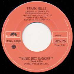 Frank Mills Music Box Dancer Vinyl 7" USED