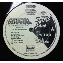 Sarah Jane (9) It's Too Late Vinyl 12" USED