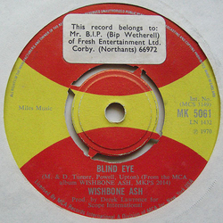 Wishbone Ash Blind Eye Vinyl 7" USED