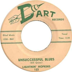 Lightnin' Hopkins Unsuccessful Blues Vinyl 7" USED