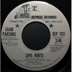 Gram Parsons Love Hurts / In My Hour Of Darkness Vinyl 7" USED