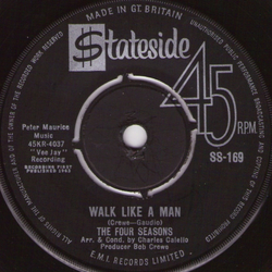 The Four Seasons Walk Like A Man Vinyl 7" USED