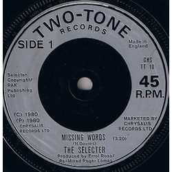 The Selecter Missing Words Vinyl 7" USED