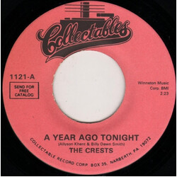 The Crests A Year Ago Tonight USED VINYL 7INCH 45 RPM REISSUE