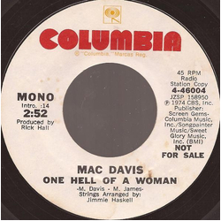Mac Davis One Hell Of A Woman Vinyl 7" USED