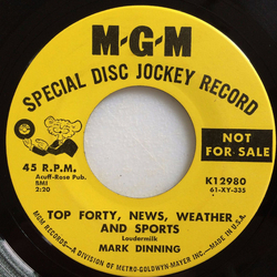 Mark Dinning Top Forty, News, Weather And Sports / Suddenly (There's Only You) Vinyl 7" USED