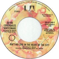 Whitesnake Ain't No Love In The Heart Of The City Vinyl 7" USED
