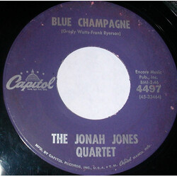 The Jonah Jones Quartet Blue Champagne / I Ain't Down Yet USED VINYL 7INCH 45 RPM