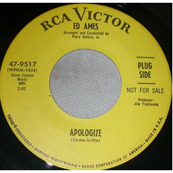 Ed Ames Apologize Vinyl 7" USED