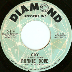 Ronnie Dove Cry / Autumn Rhapsody Vinyl 7" USED