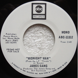 James Gang Midnight Man Vinyl 7" USED