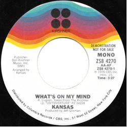 Kansas (2) What's On My Mind Vinyl 7" USED